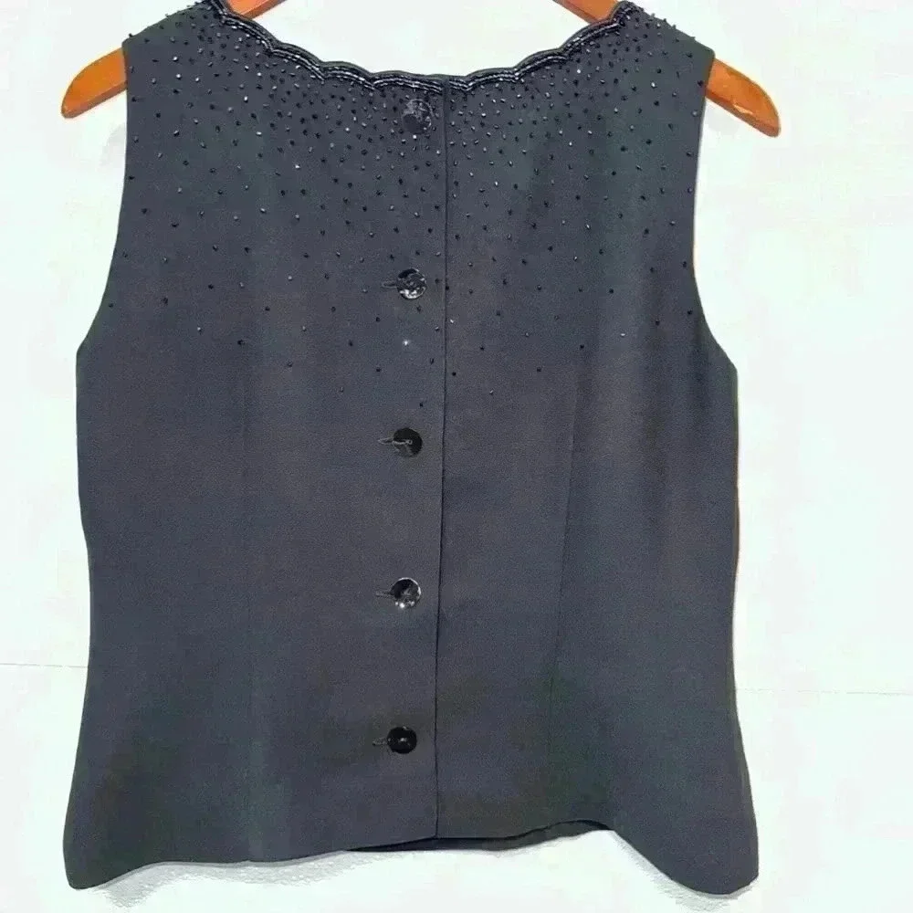Vintage 90’s David Warren Black Tank with Sequins Top / Petite New York / 12P - Picture 9 of 12